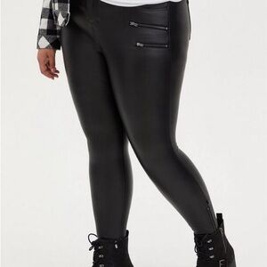 Torrid Black Coated Ponte Multi Zip Skinny Ankle Pant